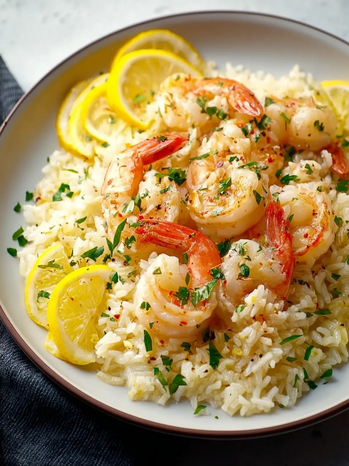 Lemon Garlic Butter Shrimp and Rice First Image