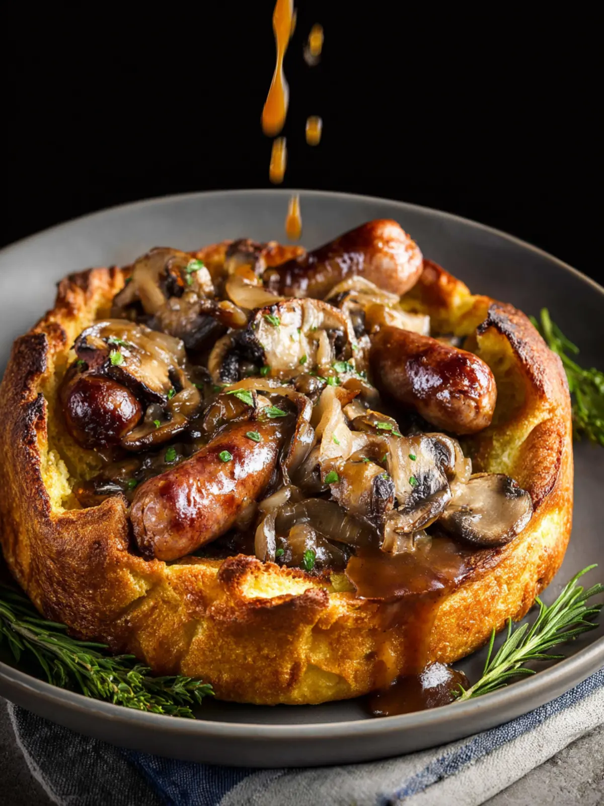 Paleo Toad in the Hole with a Mushroom Onion Gravy First Image