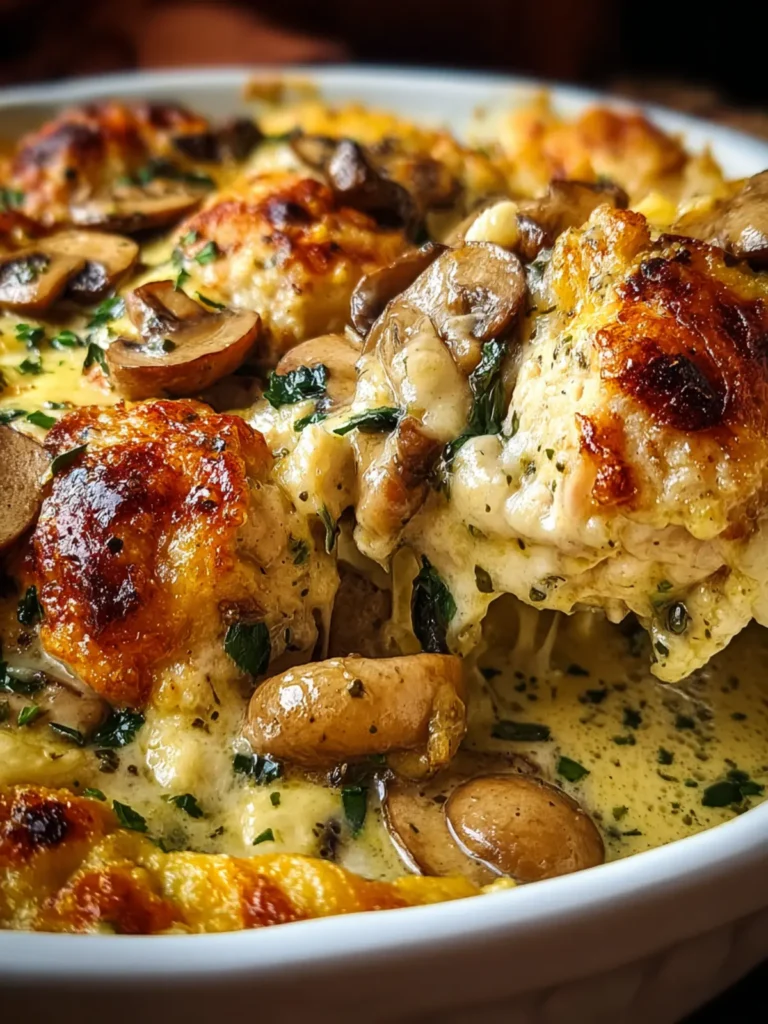 Irresistible Keto Garlic Mushroom Chicken Casserole Recipe First Image