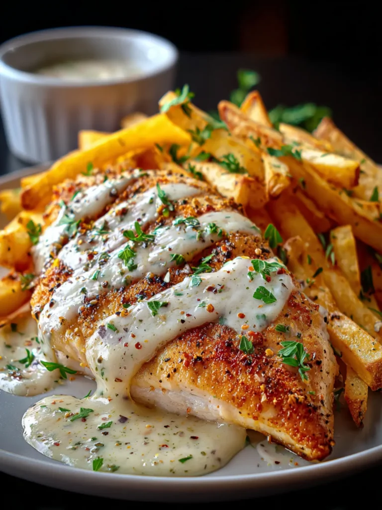 Irresistible Chicken Fillet with Garlic Parmesan Sauce & Fries First Image