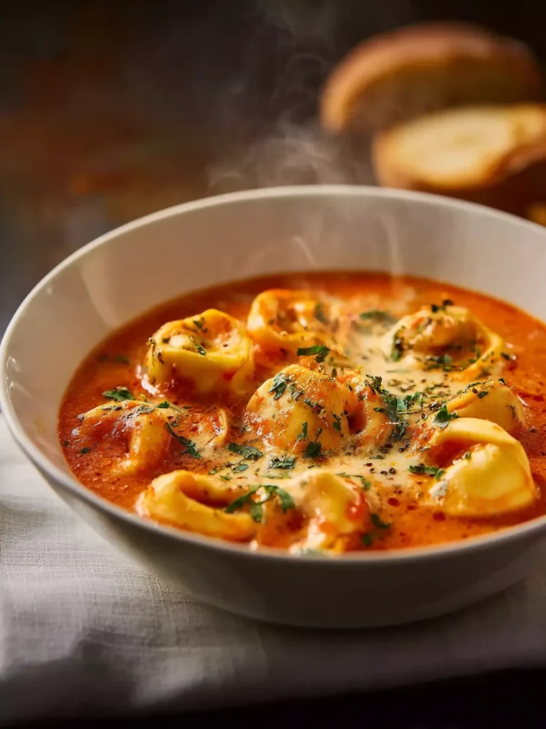 Cheesy Tomato Tortellini Soup First Image