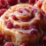 Raspberry Cinnamon Rolls with Lemon Glaze First Image