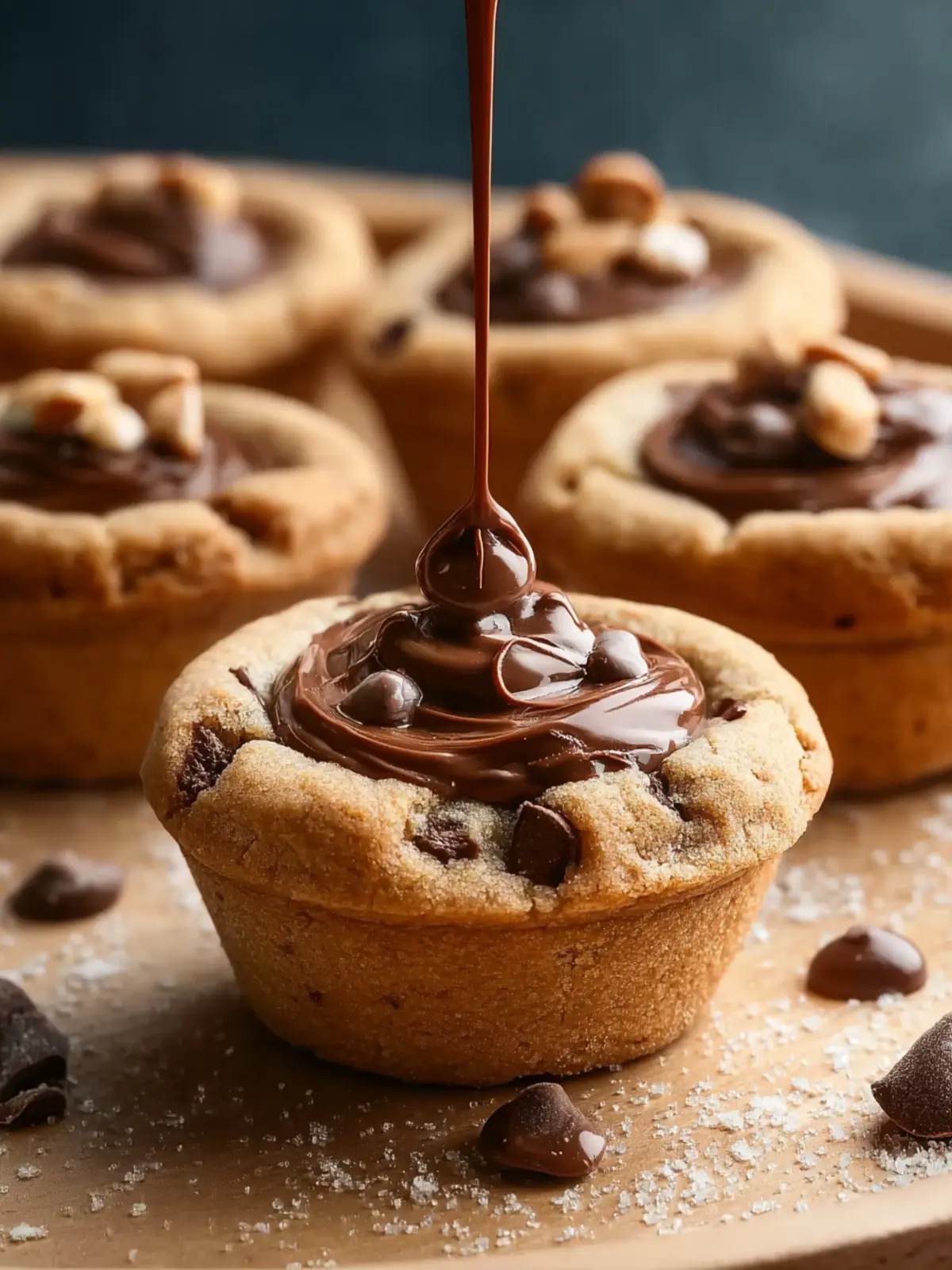 Easy Chocolate Chip Cookie Cups with Nutella First Image