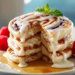 Easy Fluffy Cinnamon Roll Pancakes First Image