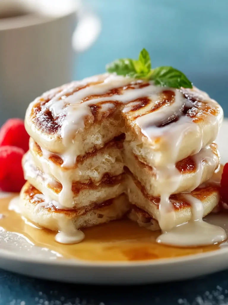 Easy Fluffy Cinnamon Roll Pancakes First Image