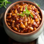 Healthier Slow Cooker Maple Balsamic Baked Beans First Image